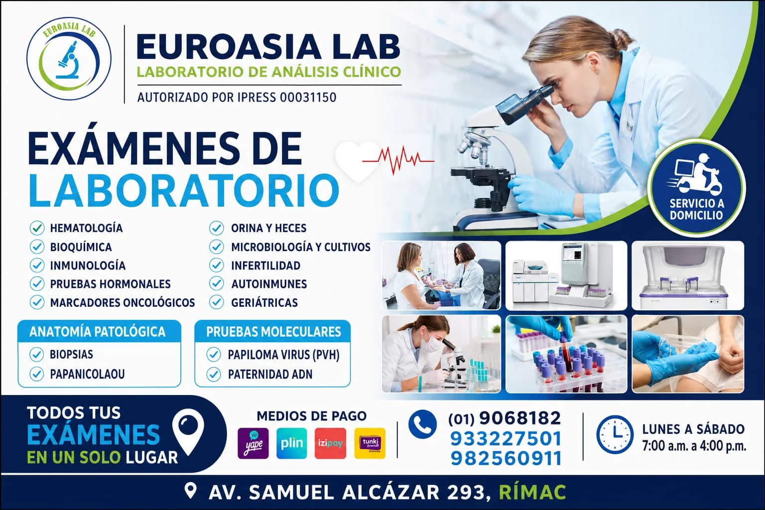 Anuncio de Euroasia Lab: Exámenes de laboratorio