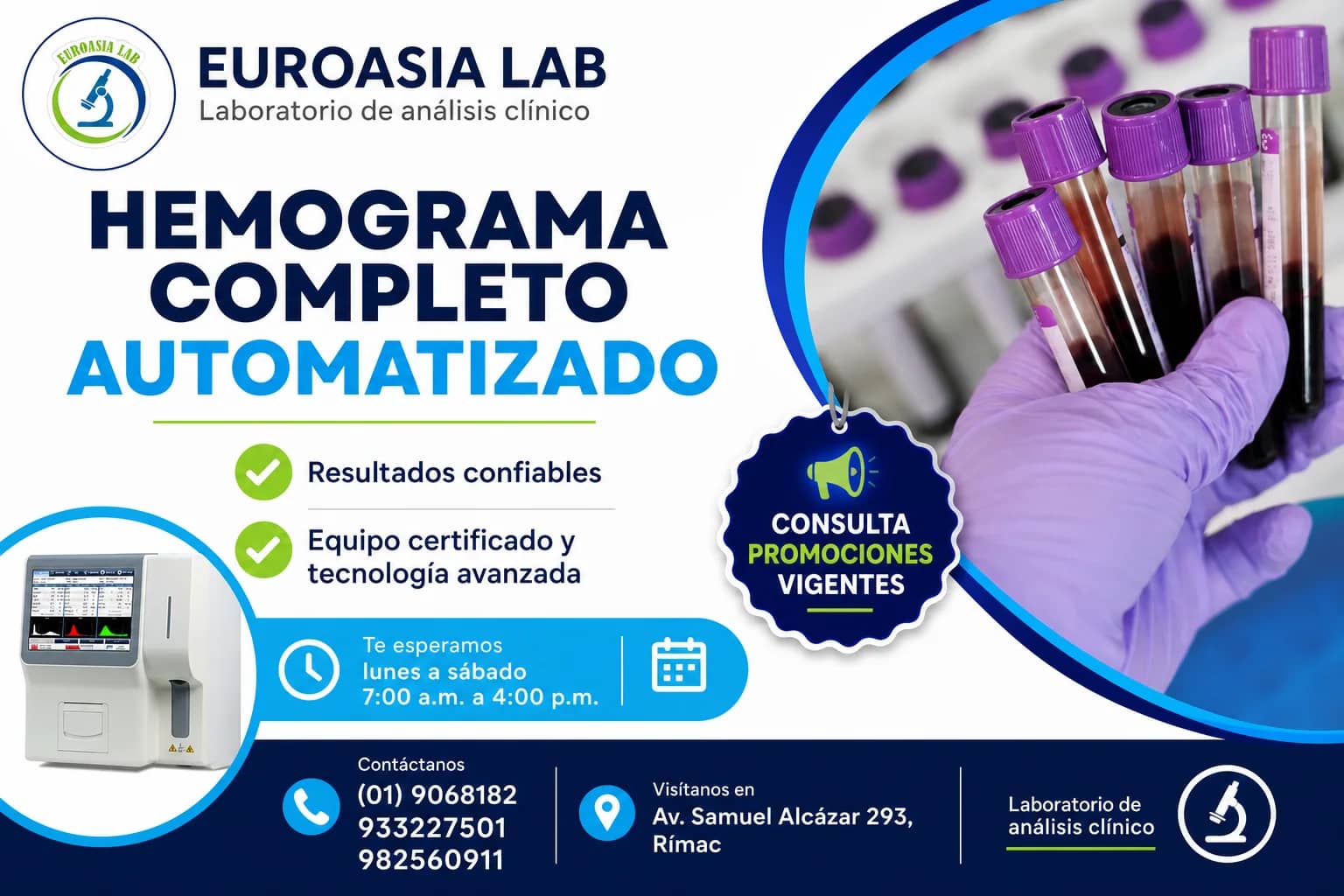 Información visual de Hemograma completo automatizado